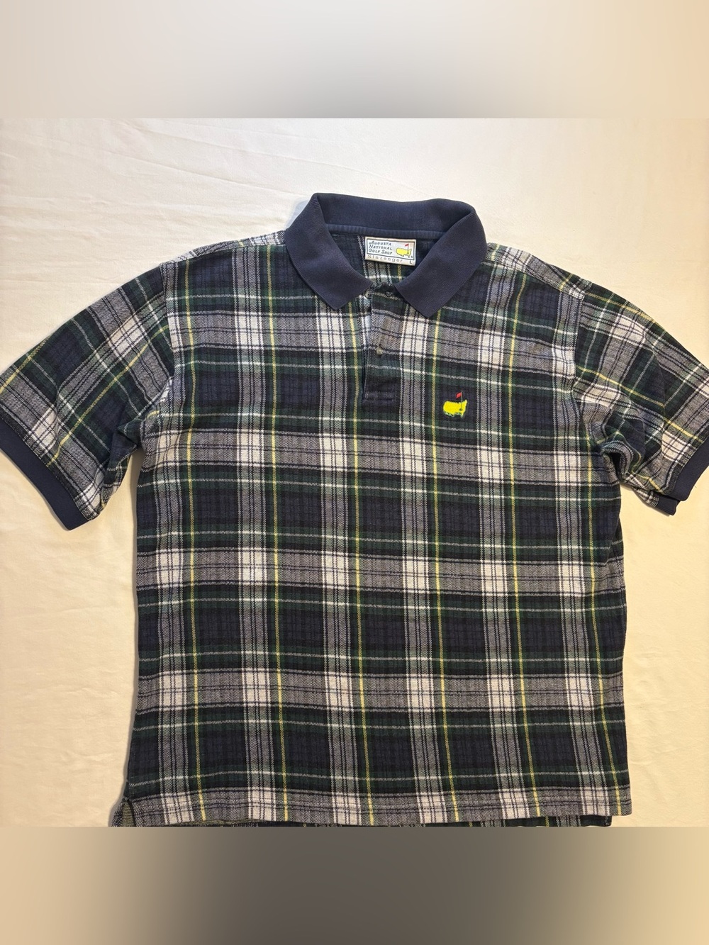 Vintage 90’s Masters Augusta National Golf Shop Slazenger Polo Shirt Plaid Large